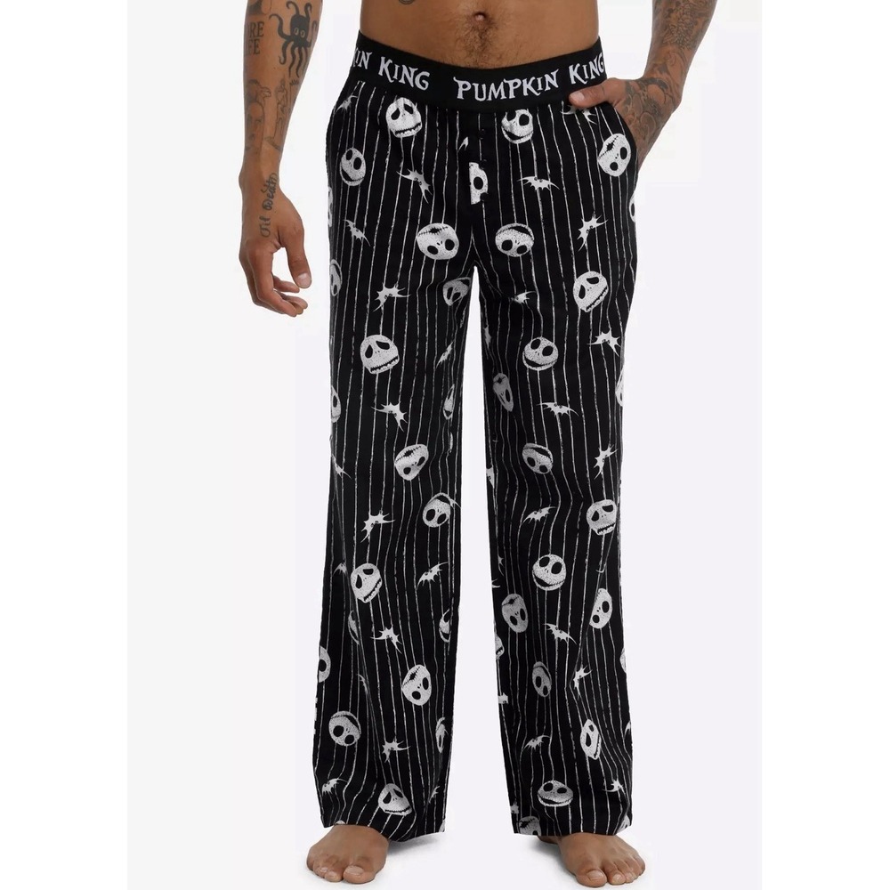 Nightmare Before Christmas Jack Skellington Pajama Pants Sz Sm Black Disney NWT